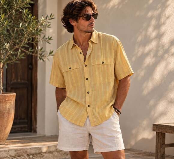 Patagonia Other - Patagonia Men's M A/C Short-Sleeve Shirt Yellow Striped Button-Down